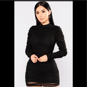 Paparazzi Black Ruched Fashion Nova dress sz M